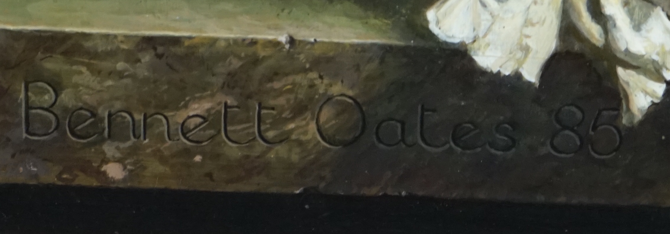 Bennett Oates (1928-2009), 'Hollyhocks No.1', oil on board, 60 x 50cm